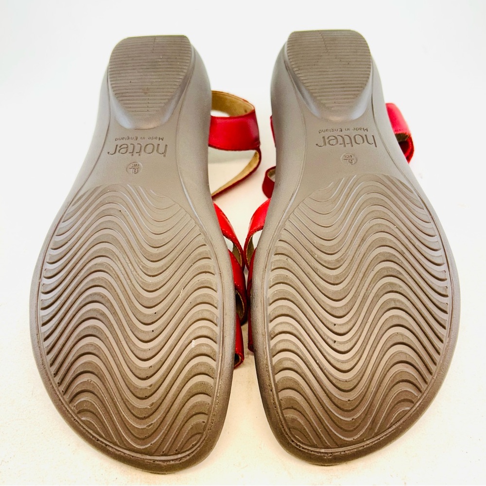 Hotter Concept Red Leather Sol Adjustable Straps Flat Sandals size 8.5 EU 40 - Picture 10 of 12